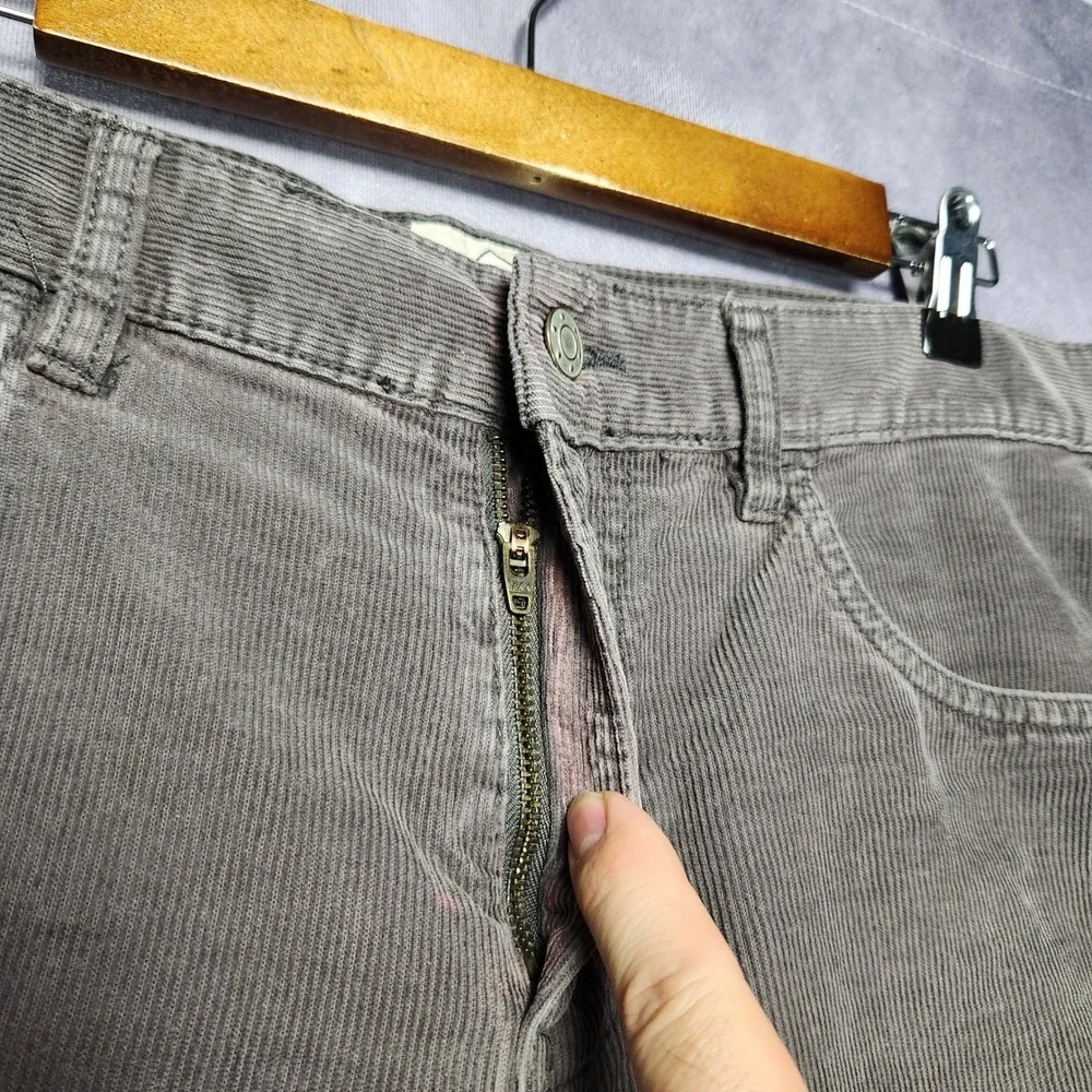 St Johns Bay Mens Gray Brown‎ Corduroy Pants 34x25 Hemmed Straight Leg Cotton